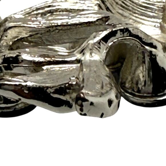 Silver Tone Blue Crystal 3-Flower Rhinestone Brooch Pin Vintage - Picture 3 of 4